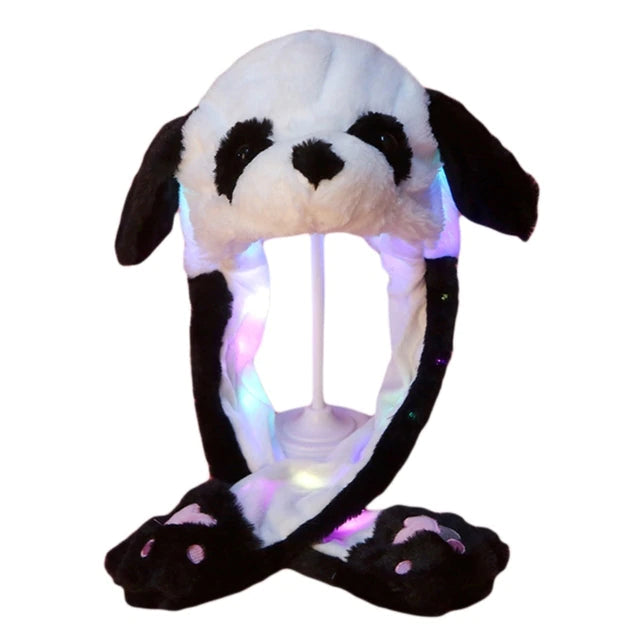 Plush Hat with Movable Ears and LED Light - Funny Soft Toy